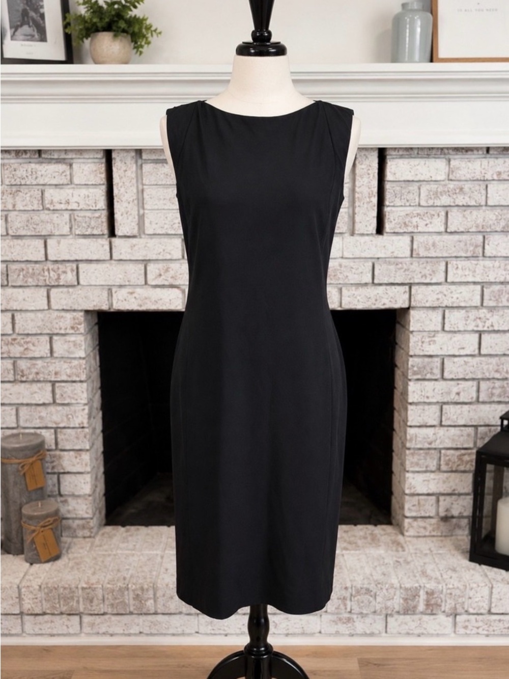 Emporio Armani Dress Women 12 Black Silk Sleeveless Sheath Luxury Minimalist